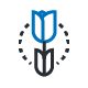 tulip flower icon with a dotted line circle icon